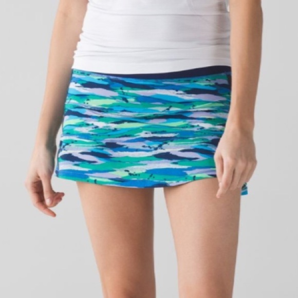Lululemon Pace Rival Skirt II Seven Wonders Multi 4 Blue Green Pickleball Tennis